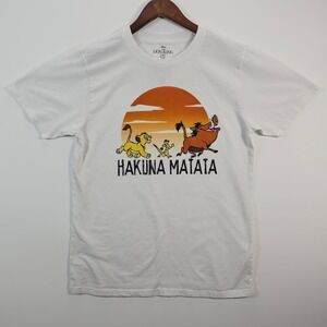Disney The Lion King Hakuna Matata Graphic T-Shirt White Mens Large Simba Pumbaa